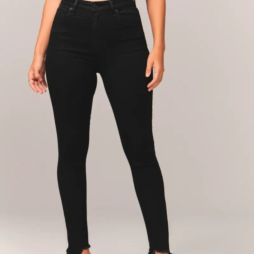 Abercrombie & Fitch Curve Love High Rise Super Skinny Ankle Jean in Black